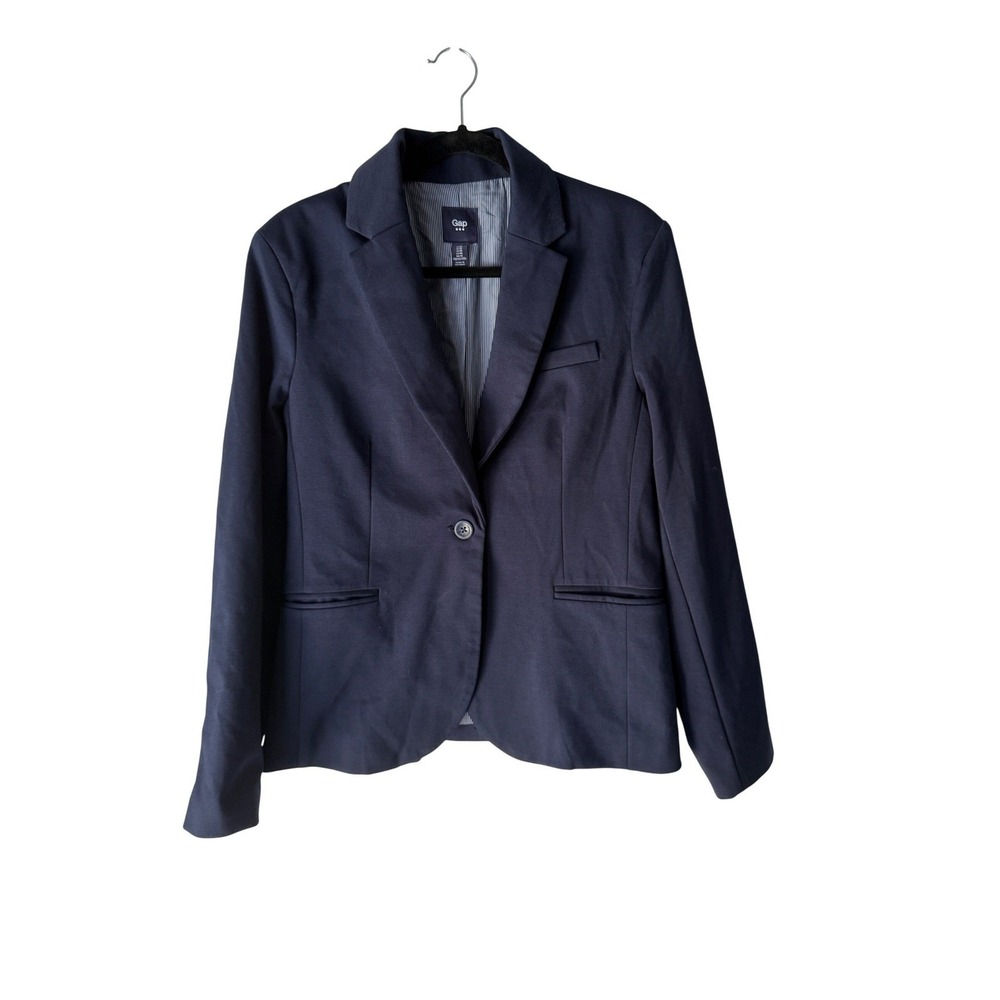 Gap Navy Blue Single Button‎ Blazer Jacket 14 Career Work Office Preppy